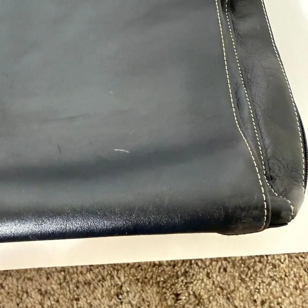 Lodis Leather Black Compartment Zipper Computer‎ Laptop Shoulder Bag